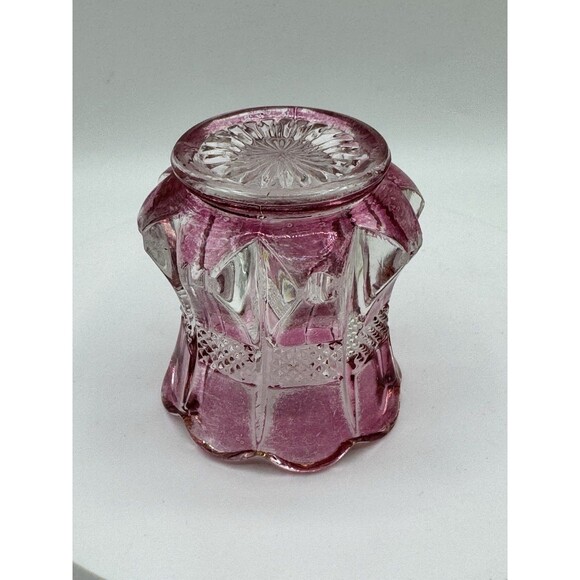 PINK STAINED GLASS TOOTHPICK HOLDER U.S. GLASS CO. MAIDEN DUST - Picture 4 of 6
